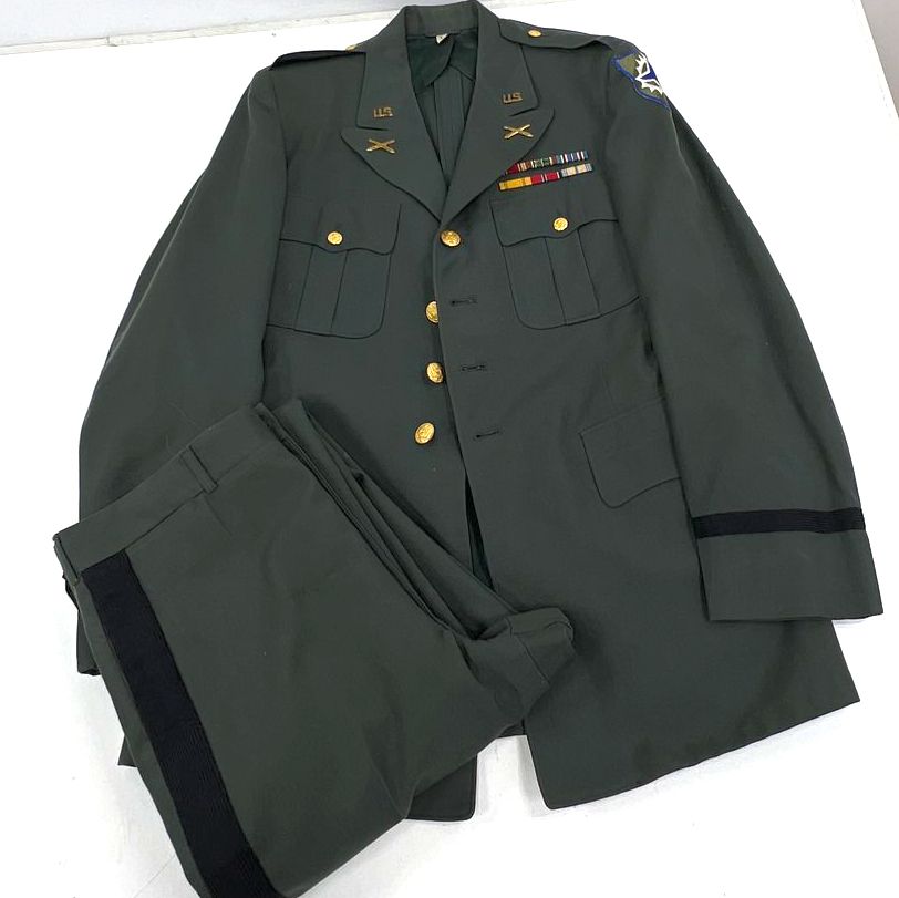 Vintage 50s US Army Green Wool Serge Dress Uniform Suit Men's 42L 36x34