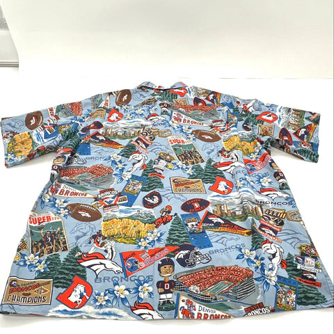 Reyn Spooner Men's Blue NFL Denver Broncos Super Bowl Champions Aloha Shirt XL