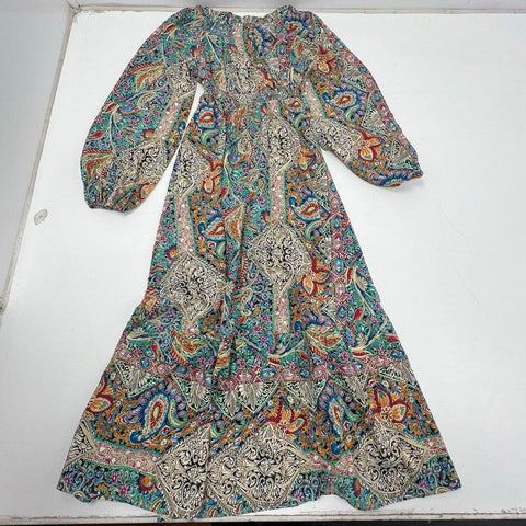 Coco + Carmen Lotus Maxi Dress Bohemian Paisley Long Sleeve NWT Sz XS