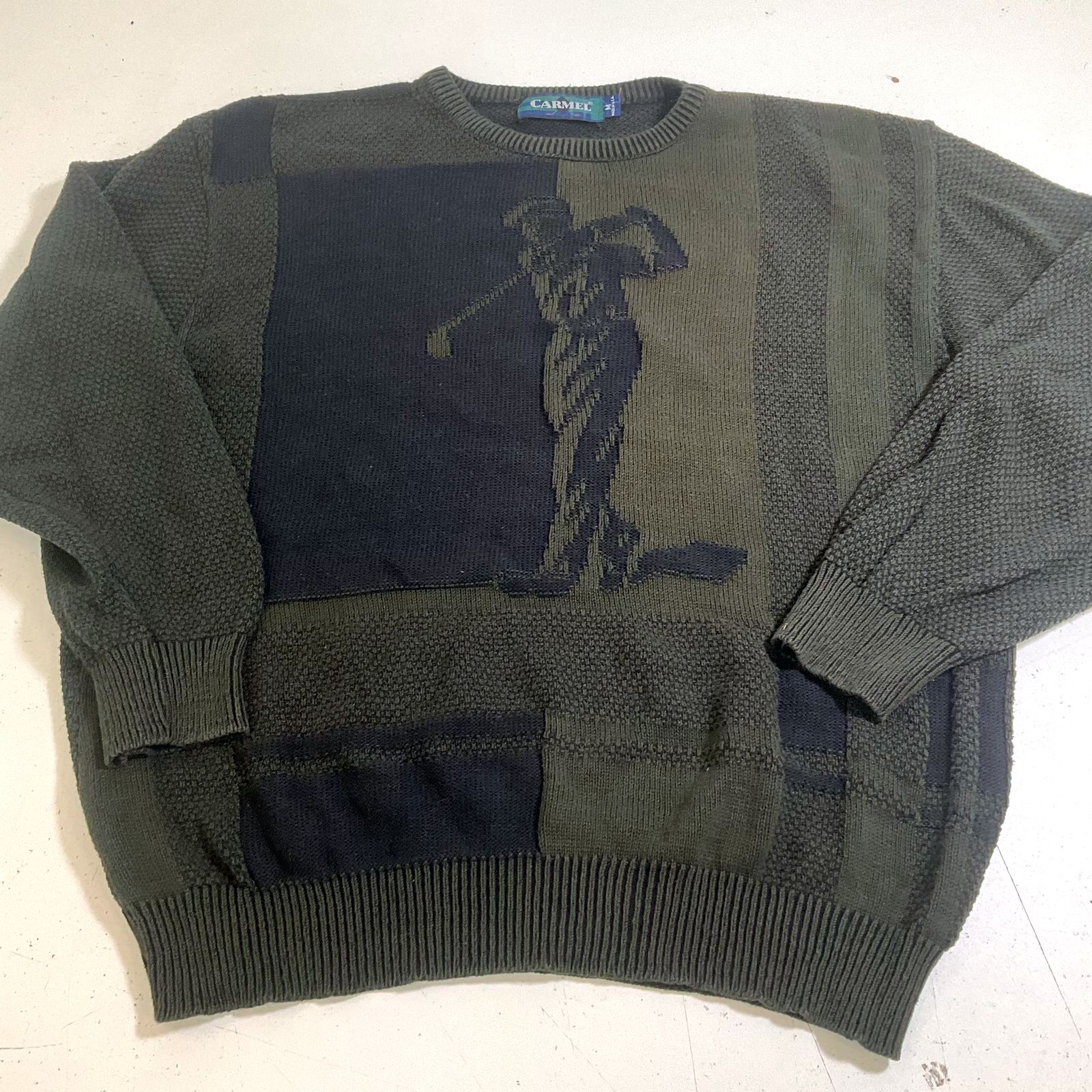 Vintage 90s Carmel Golf Golfer Sweater Made in USA Textured Knit Mens M