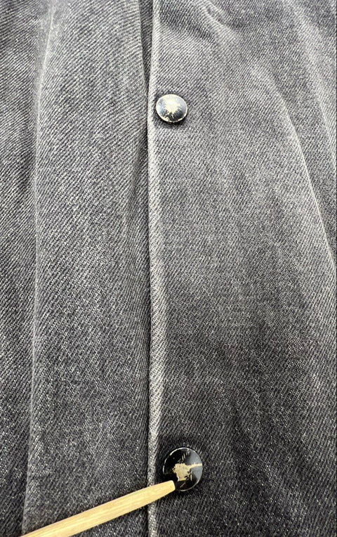 Vintage 90s Saddlesmith Outfitters Black Denim Snap Duster Coat Sz XL
