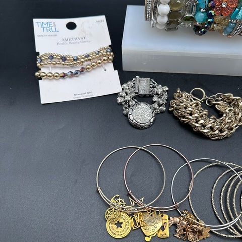 Costume Jewelry Lot 38pc Bracelets Bangles Cuffs Rhinestone Time and Tru Mixed