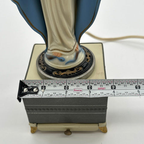 Vintage Virgin Mary Figurine Lamp Music Box Jewelry Case Tested Works