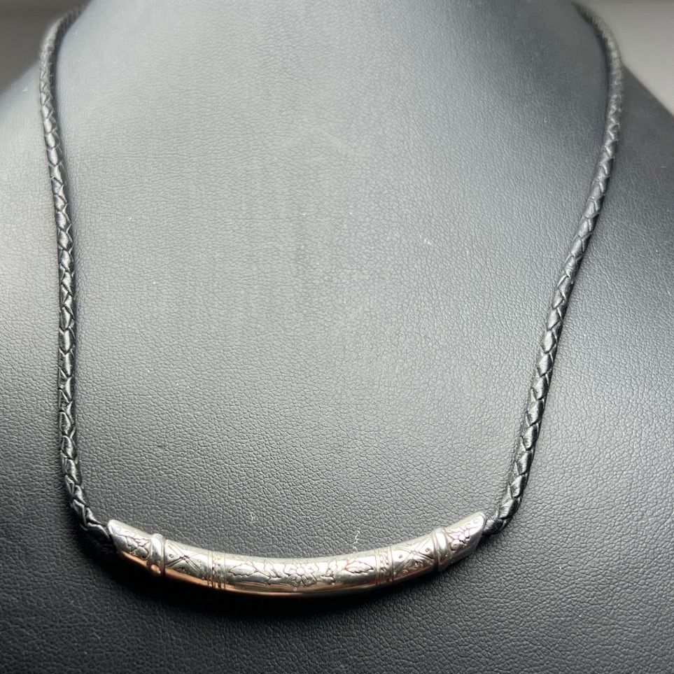 Brighton Silver Plate Tube Bead Leather Cord Necklace