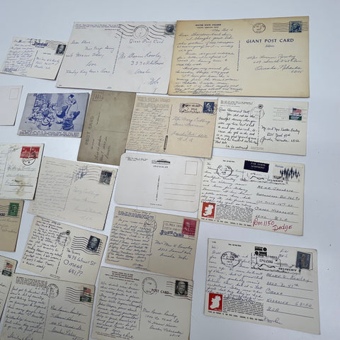 Lot of Vintage Postcards Ephemera Written Posted Mid Century US International