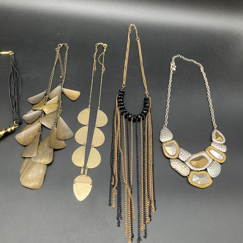 Vintage to Modern Costume Jewelry Lot of 6 Bib Statement Necklaces Faux Pearl