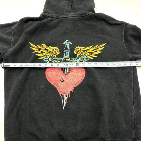 Bon Jovi Forever Dagger Heart Graphic Pullover Hoodie Black Sz M