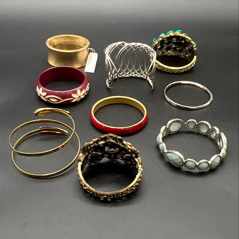 Kate Spade and Fashion Costume Jewelry Lot of 9 Bangle Cuff Snake Bracelets