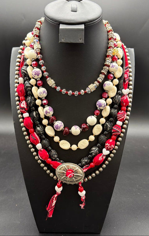 Costume Jewelry Lot 1.5 Lbs Mixed Beaded Necklaces Multi-Strand Bohemia Style