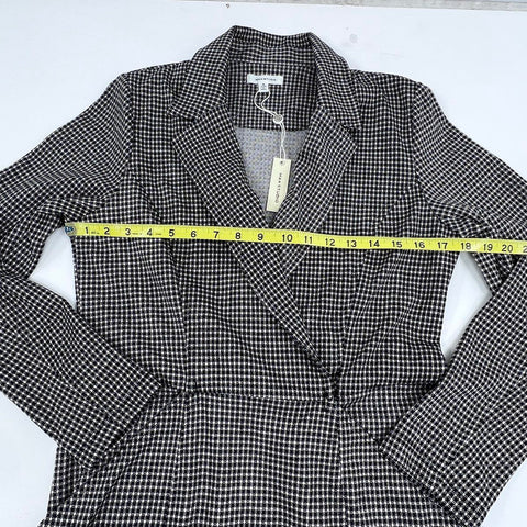 Max Studio Women's Black White Micro Check Blazer Dress Long Sleeve NWT Sz M