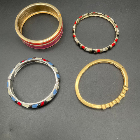 22 Piece Fashion Jewelry Bangle Bracelet Lot Gold Silver Tone Rhinestone Enamel