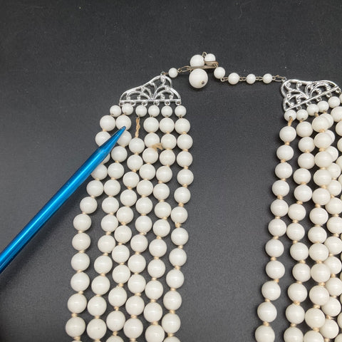 Vintage Trifari Costume Jewelry Lot of 7 Multi-Strand Beaded Necklaces