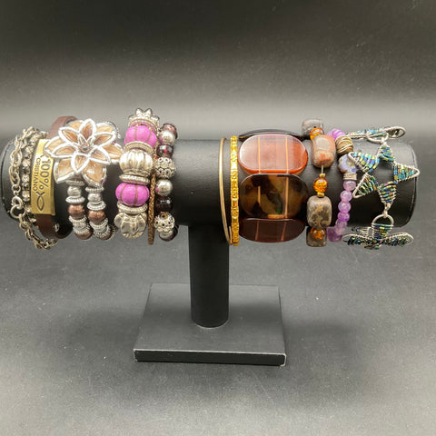 Eclectic Bracelet Jewelry Lot 16pc Bangle Cuff Beaded Tortoise Shell Rhinestone