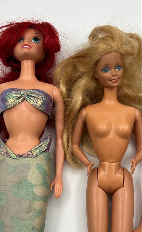 Mattel Barbie Doll Lot Mixed 5 Pieces Vintage Mermaid Ariel Small Child Doll