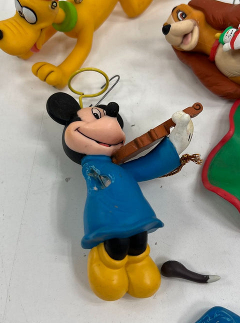 Vintage Disney Christmas Ornament Lot Mickey Pluto Figaro Damaged For Parts