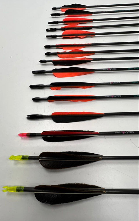 Beman Hunter Archery Arrow Lot 15 Arrows Mixed Tips Carbon Shafts Broadheads