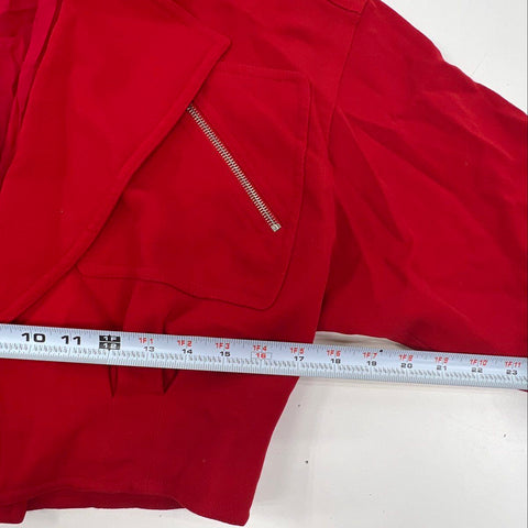 Vintage 90s Emanuel Ungaro Women's Red Cropped Bomber Jacket Wool USA Sz 8