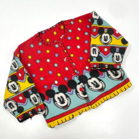 Vintage 90s Mickey & Co Disney Mickey Mouse Polka Dot Fleece Cardigan Sz L