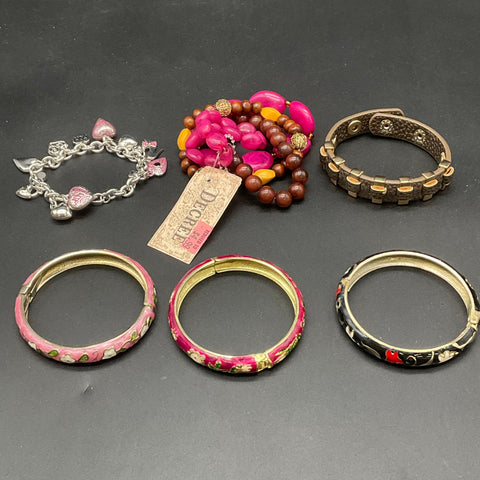 Decree Eclectic Jewelry Lot of 23 Bracelets Bangles Charms Enamel Wood