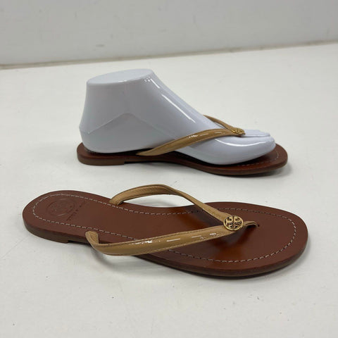 Tory Burch Miller Makeup Tan Patent Leather Thong Sandals Size 7M
