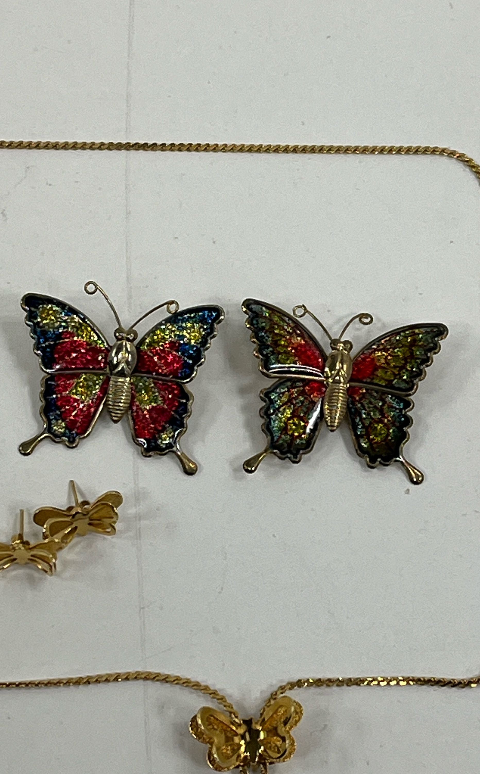 Costume Jewelry Set Butterfly Bolo Necklace Brooches Earring