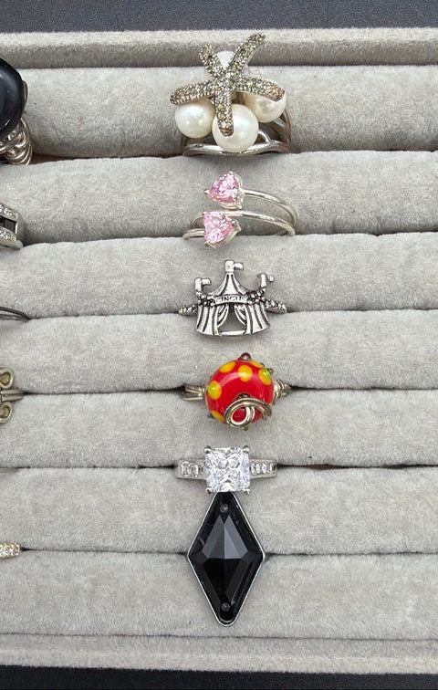 Vintage to Modern Costume Jewelry Rings Lot of 24 Statement Solitaire Bands