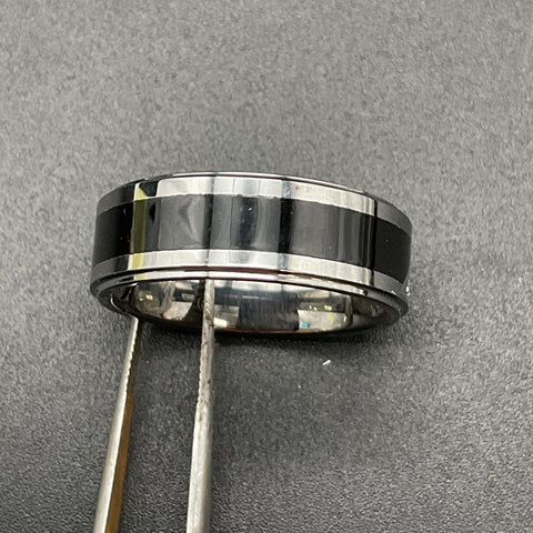 Brilliance Tungsten Carbide 1/10 CTTW Diamond Two-Tone Band Size 12