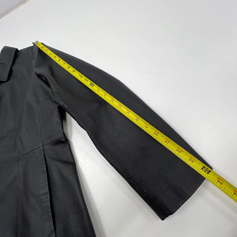 Croft & Barrow Black Genuine Leather Button Front Jacket Blazer Women's Size L