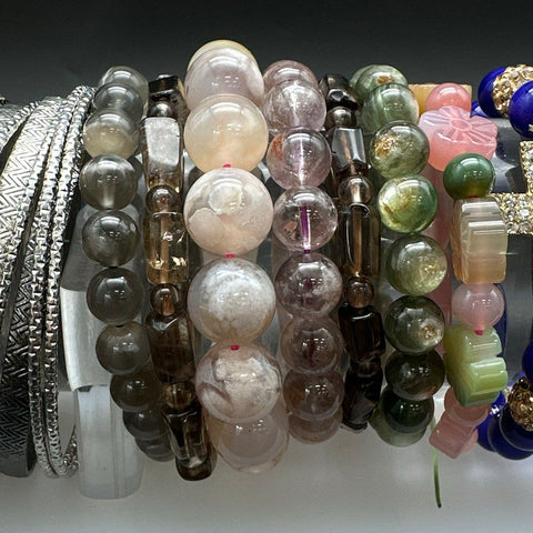 Mixed Costume Jewelry Lot Bracelets Bangles Beaded Rhinestone Cross Cuff