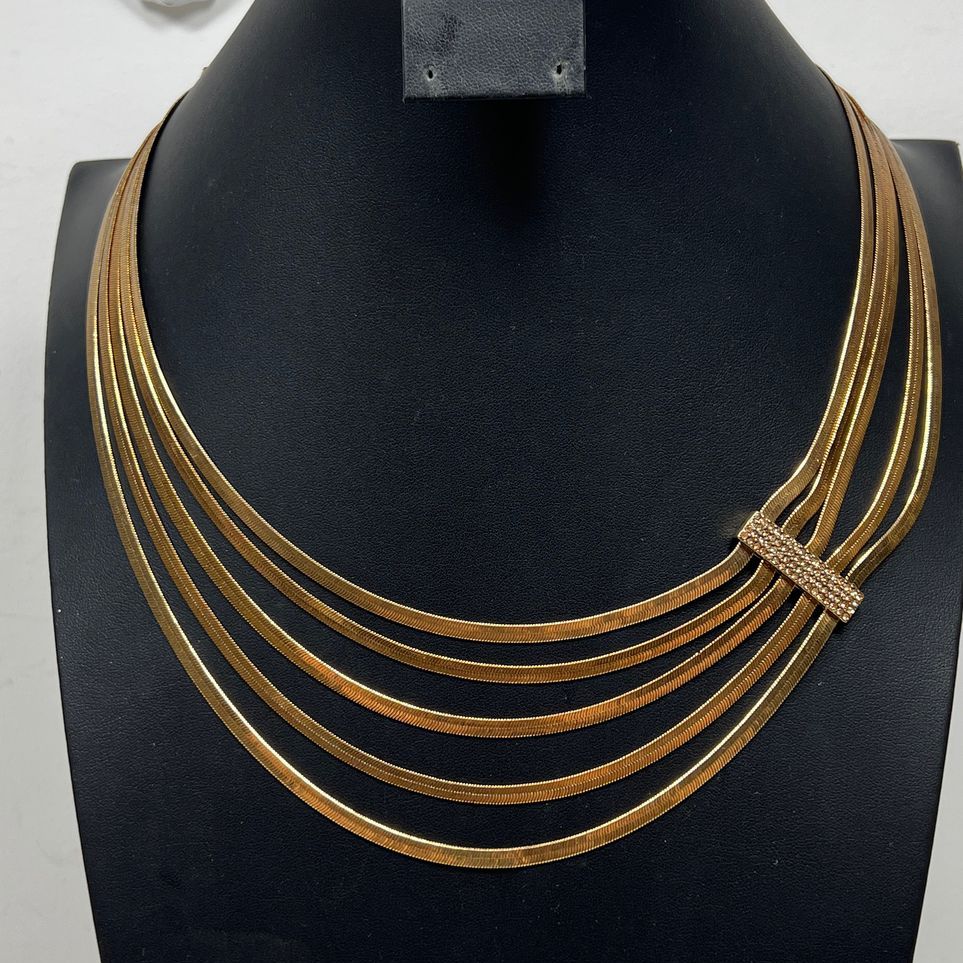 Chico's Rhinestone Multi Flat Chain Necklace