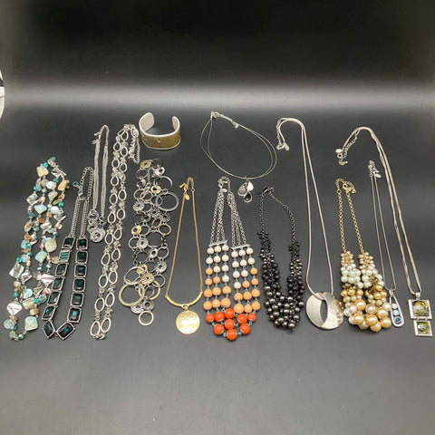 Lia Sophia Fashion Jewelry Lot of 14 Necklaces Bracelets Cuff Silver Gold Tone