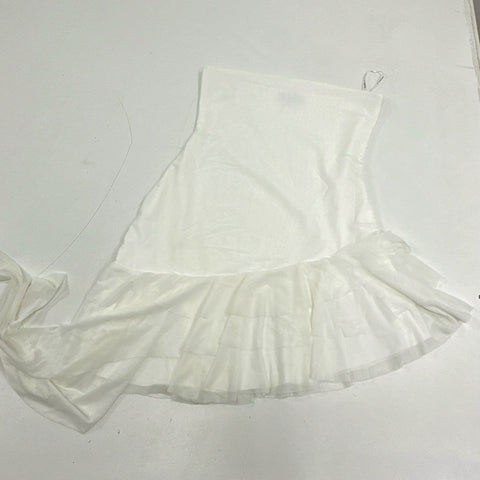 Majorelle Women's White Strapless Tube Mini Dress Ruffle Tiered Hem Sz M