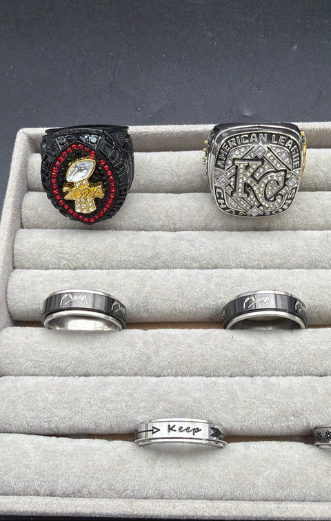 Men's Fashion Rings Lot of 10 Replica Championship Skull Spinner Bands