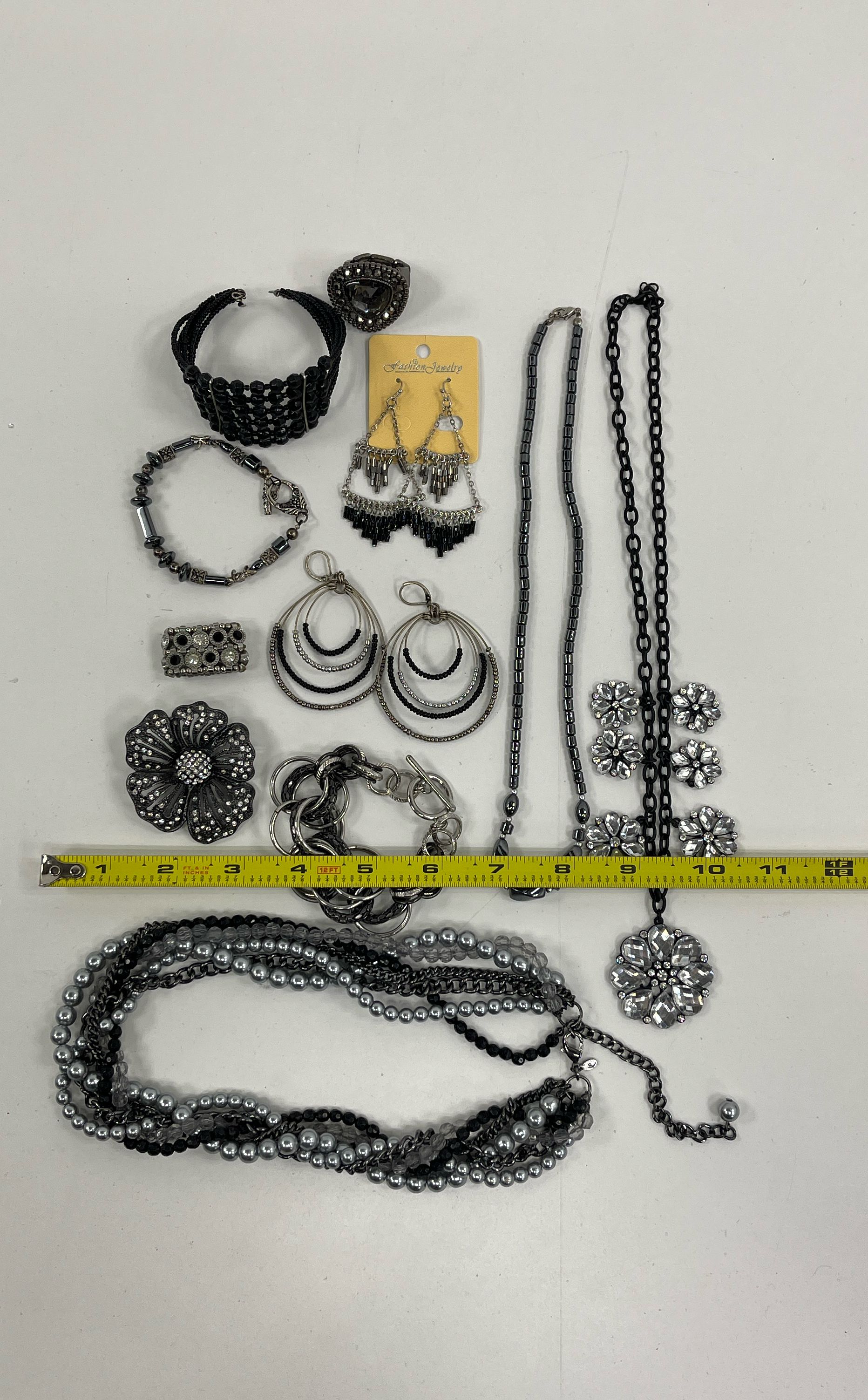 Assorted Costume Jewelry Mixed Styles Necklaces Earrings Beaded Silver Tone