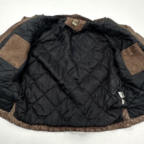 Schmidt Men's Brown Quilt Lined Distressed Canvas Work Jacket Coat Sz L