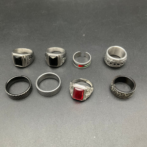Men's Fashion Rings Jewelry Lot of 8 Signet Celtic Knot Bands Size 9-12