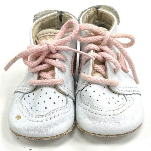 Vintage 90s Nike Baby Sneakers White Pink Infant Crib Shoes Booties Tin Box