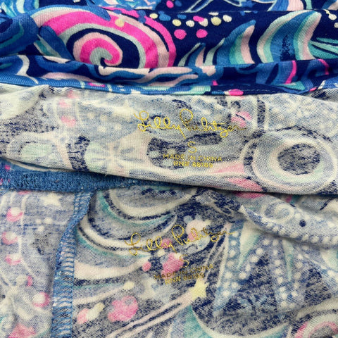 Lilly Pulitzer Women's 4pc Pajama Set Lot Tropical Celestial Pink Blue Sz S