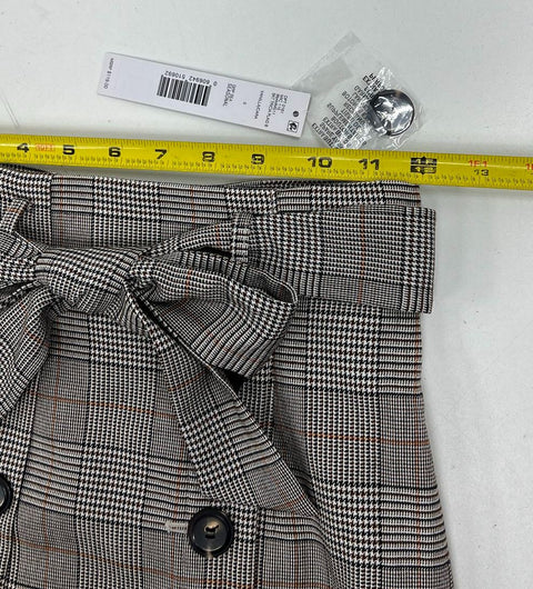 NWT Antonio Melani Gray Glen Plaid Tie Waist Trench Skirt Womens Size 0