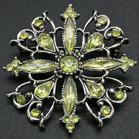 Vintage to Modern Costume Jewelry Lot 8 Rhinestone Brooches Gold Silver Tone