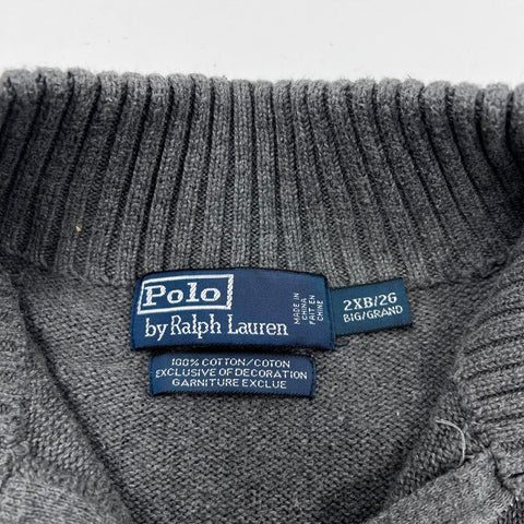 Polo Ralph Lauren Men's Gray Quarter Zip Cotton Sweater Sz 2XB