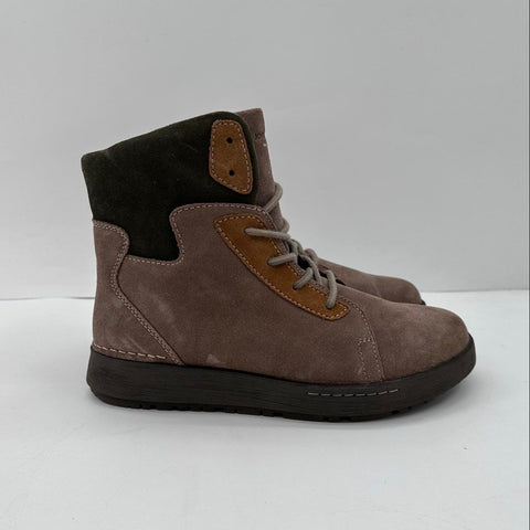 Josef Seibel Taupe Brown Suede Lace-Up Side Zip Ankle Boots Size 39