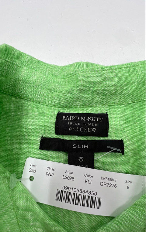 J.Crew Women's Green Baird McNutt Irish Linen Slim Shirt NWT Sz 6