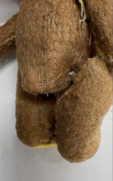 Vintage Teddy Bear Brown Mohair Style 4.5 Inch Jointed With Floral Apron