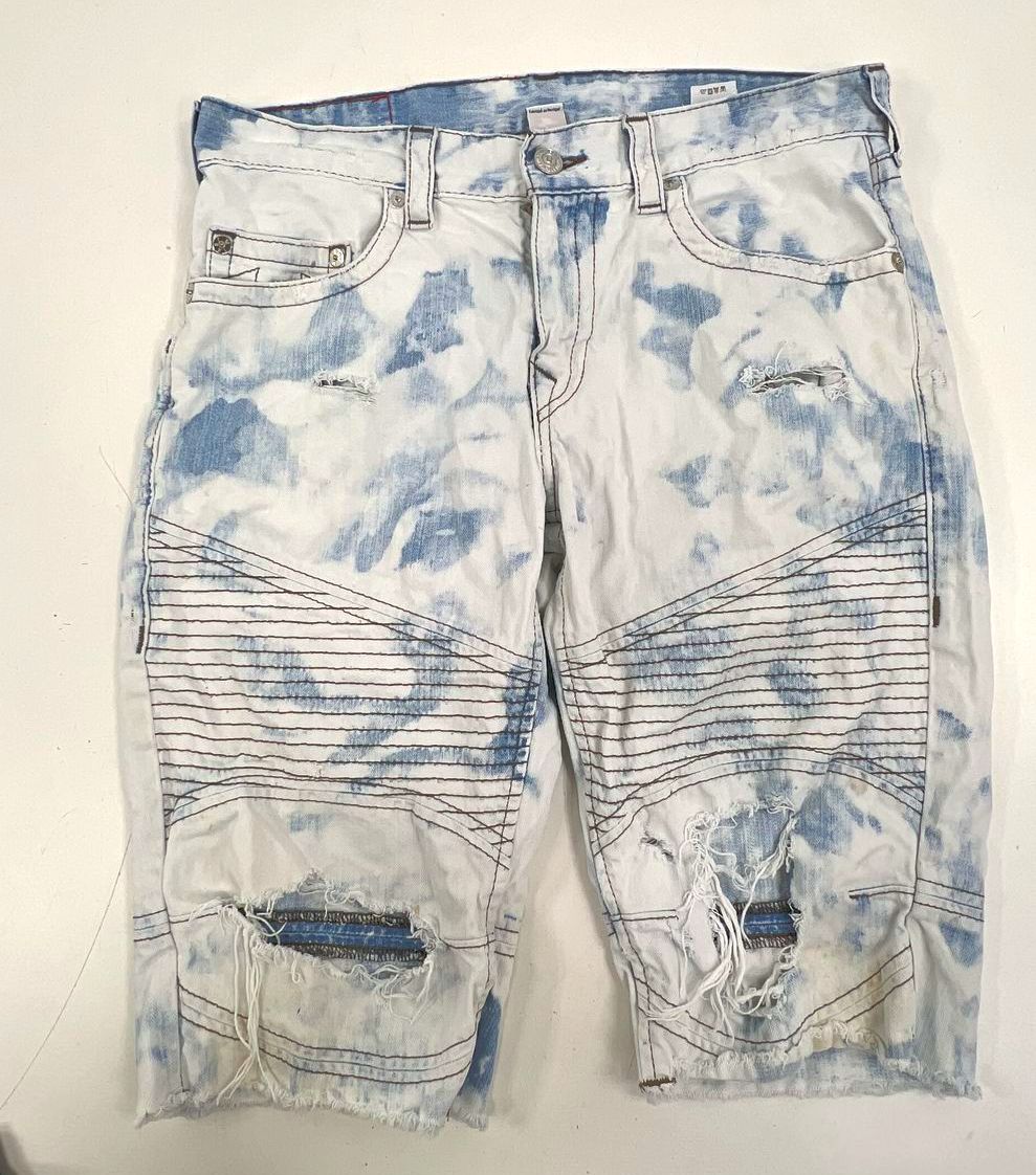 True Religion Lot of 3 Shorts Men's Graphic Sweat Denim Moto Cutoff Sz M 34