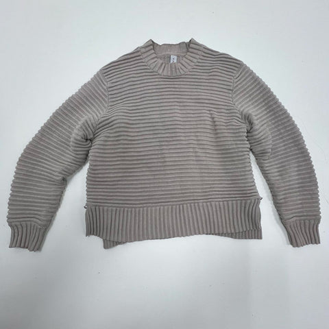 Varley Women's Whitley Sweater Gray Ribbed Mock Neck Side Zip Size XS