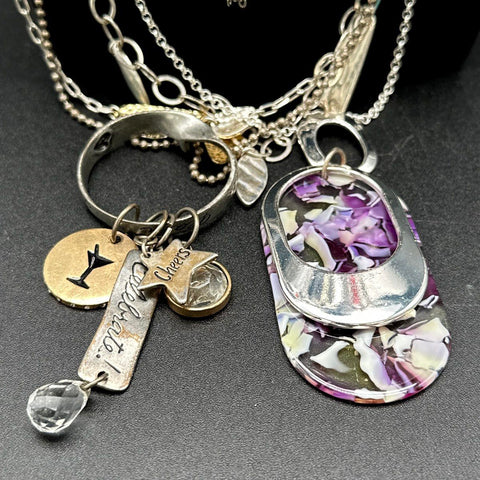 Fashion Jewelry Lot 15+ Necklaces Silver Tone Fortune Cookie Heart Beaded Mix
