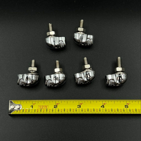 Lot of 6 Skull License Plate Bolts Chrome Custom Biker Motorcycle Car