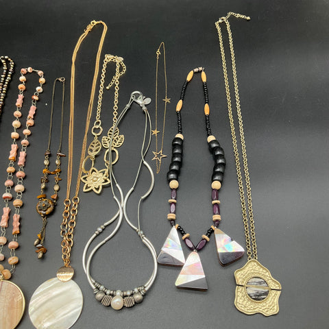 Lia Sophia Lizzy James Boho Eclectic Jewelry Lot 14 Necklaces Shell Beaded