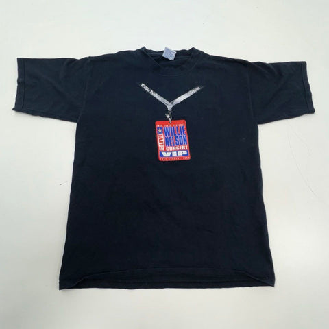 Vintage 2001 Willie Nelson Concert Tour VIP Pass T-Shirt Made in USA Sz L